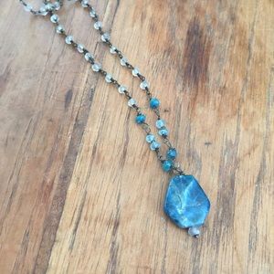 Gemstone pendant, 9.5” long